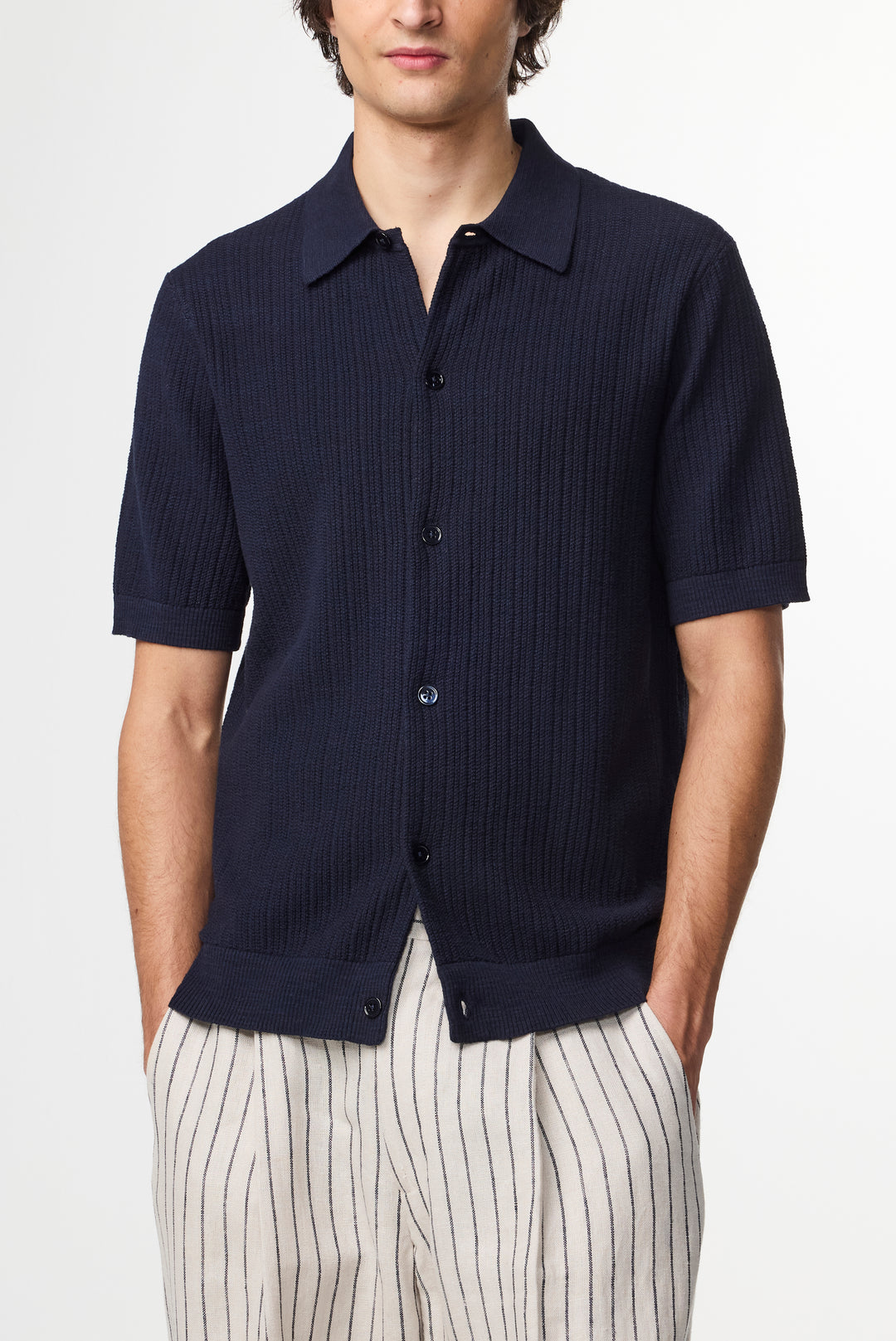 NN07 Nolan Polo Cardigan 6695 in Navy Blue | Buster McGee