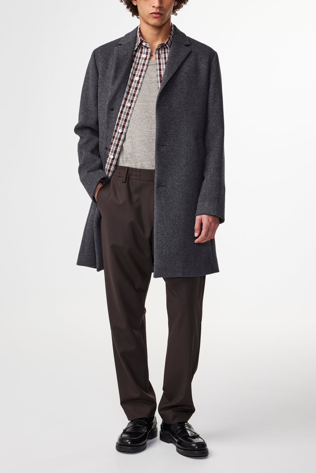 NN07 Austin Wool-Blend Coat 8225 in Grey Melange | Buster McGee