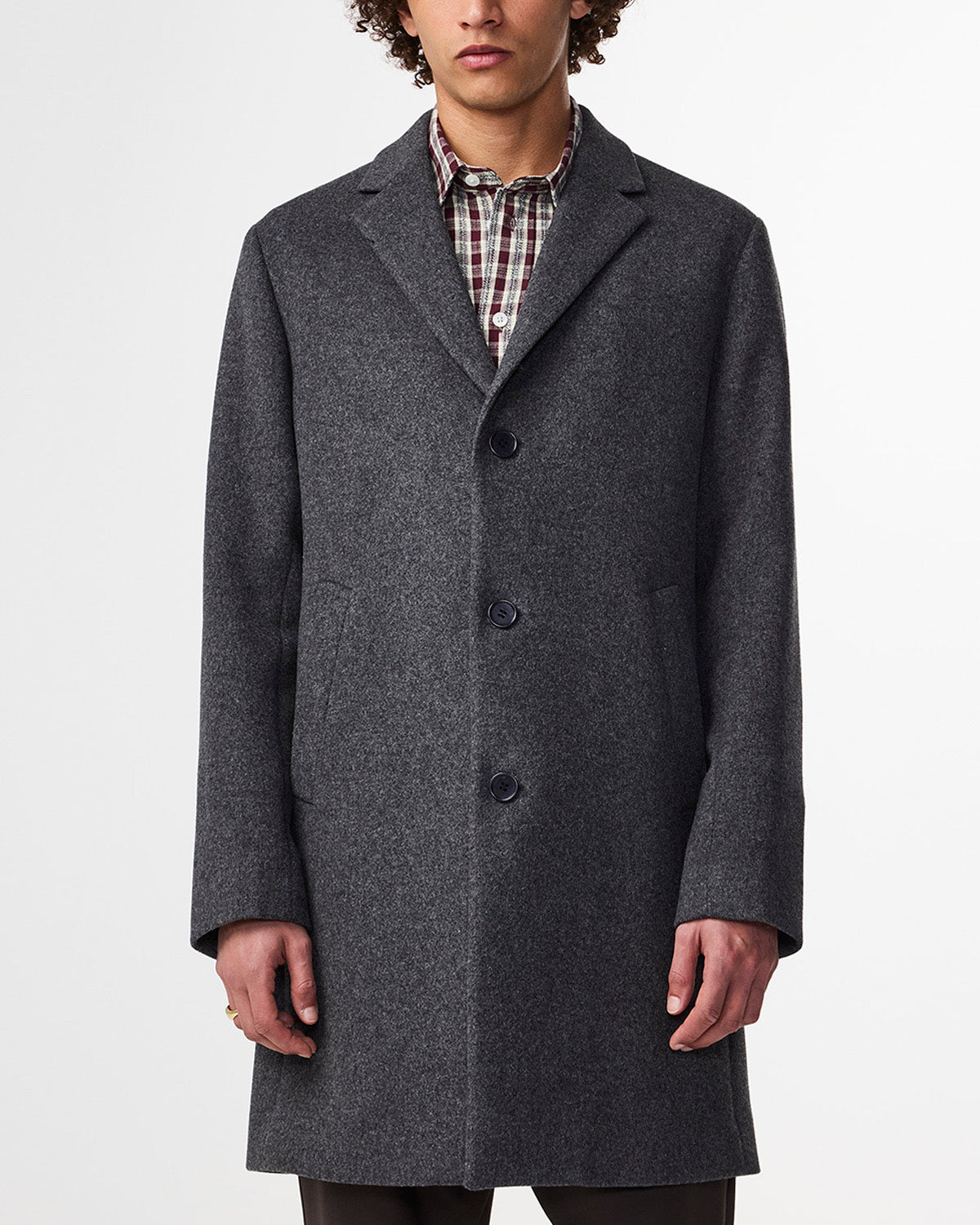NN07 Austin Wool-Blend Coat 8225 in Grey Melange | Buster McGee