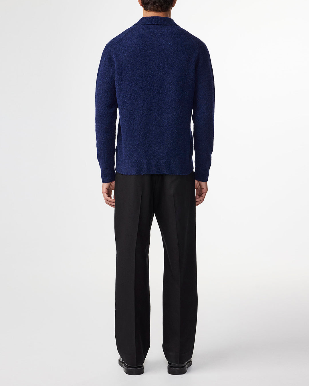 NN07 Hope 6683 LS Boucle Knit Polo in Navy Blue | Buster McGee