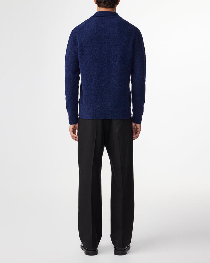 NN07 Hope 6683 LS Boucle Knit Polo in Navy Blue | Buster McGee