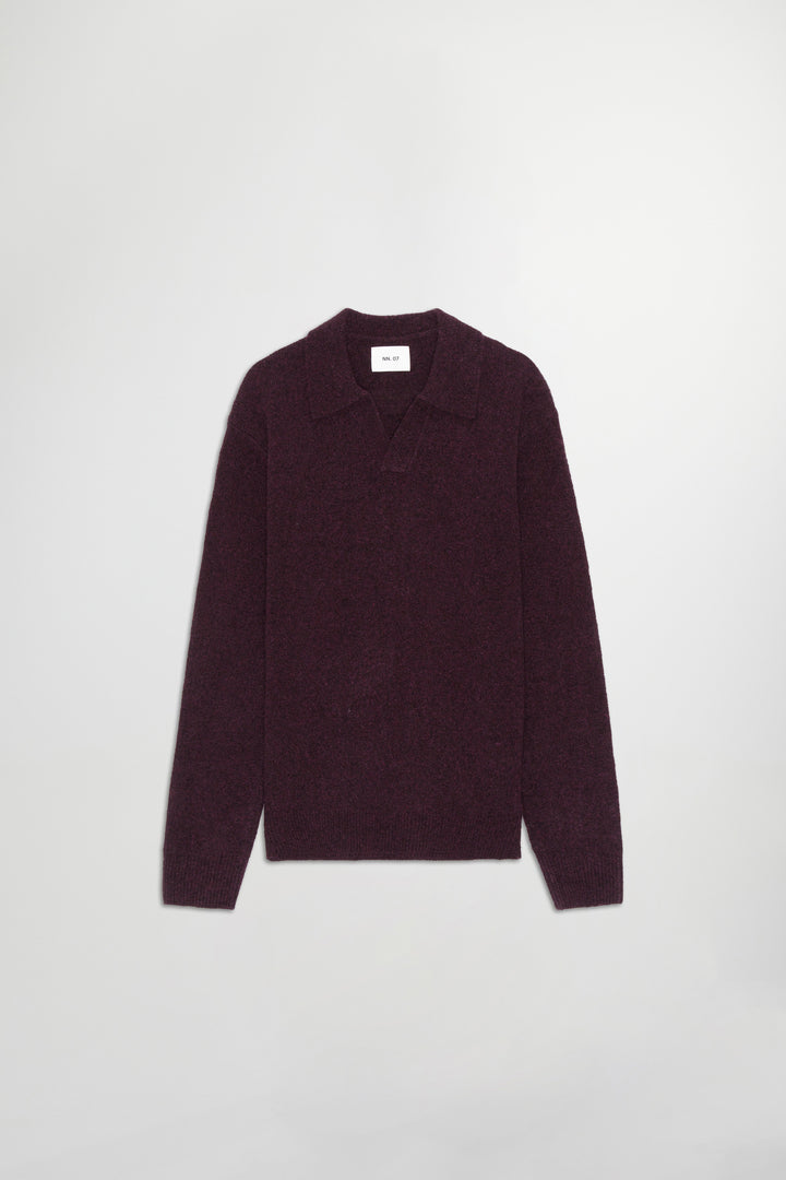 NN07 Hope 6683 LS Boucle Knit Polo in Wine Red | Buster McGee