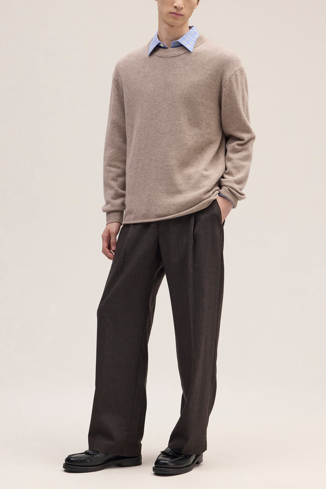 NN07 Frederick 60020 Cashmere Crewneck Sweater in Desert Khaki