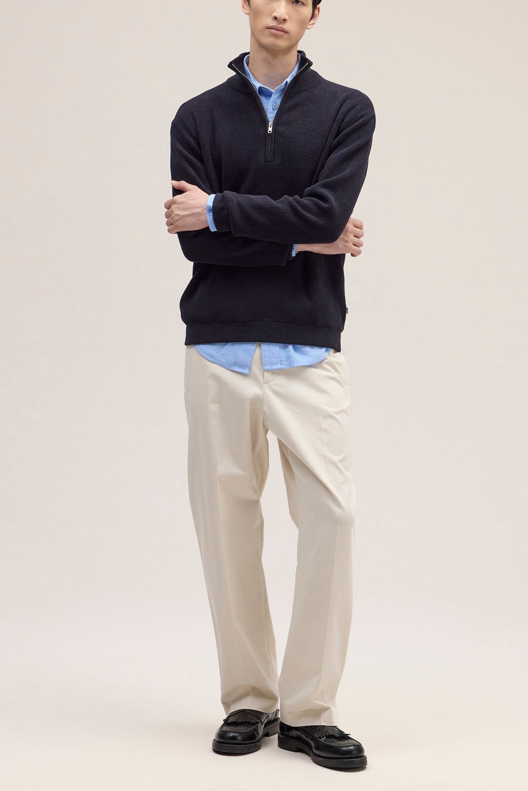 NN07 Danny 6429 Half Zip Sweater in Navy Blue | Buster McGee