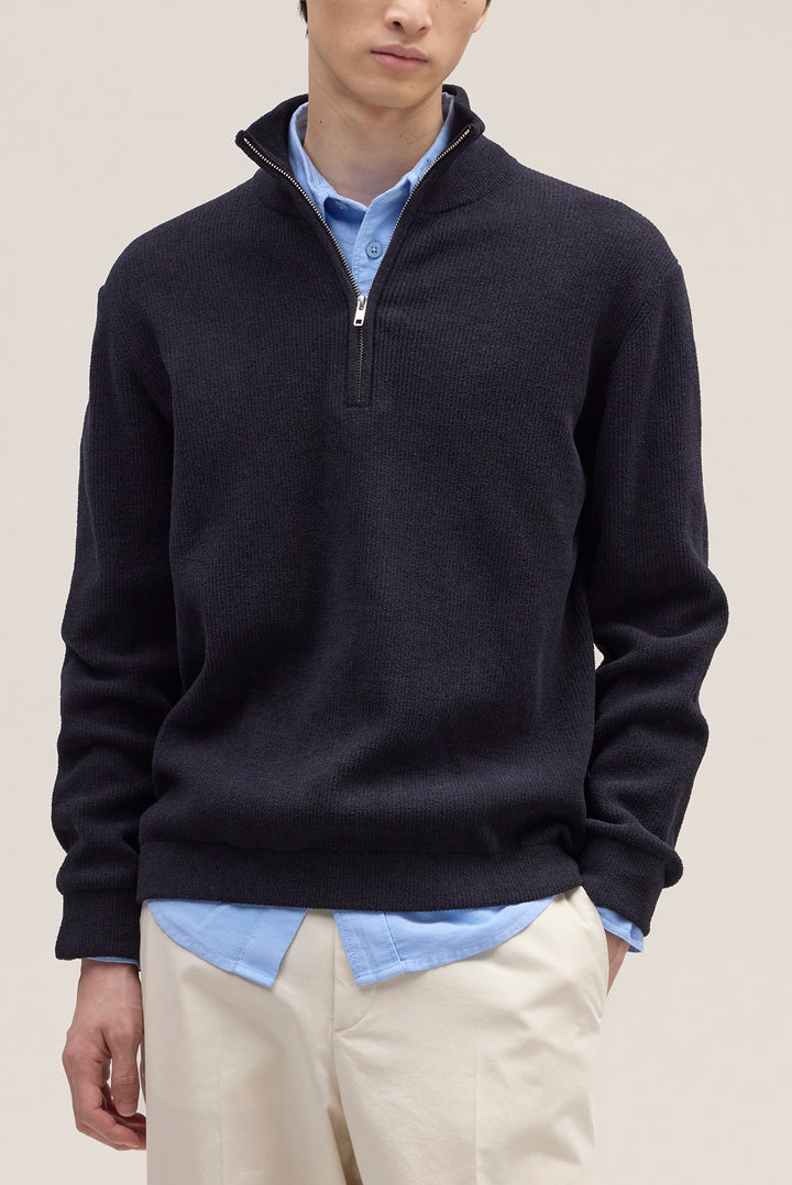 NN07 Danny 6429 Half Zip Sweater in Navy Blue | Buster McGee