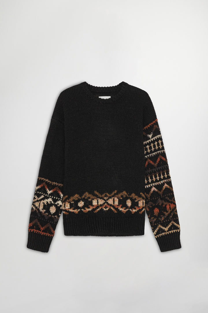 NN07 Emil 60032 Crewneck Wool Blend Sweater in Black | Buster McGee