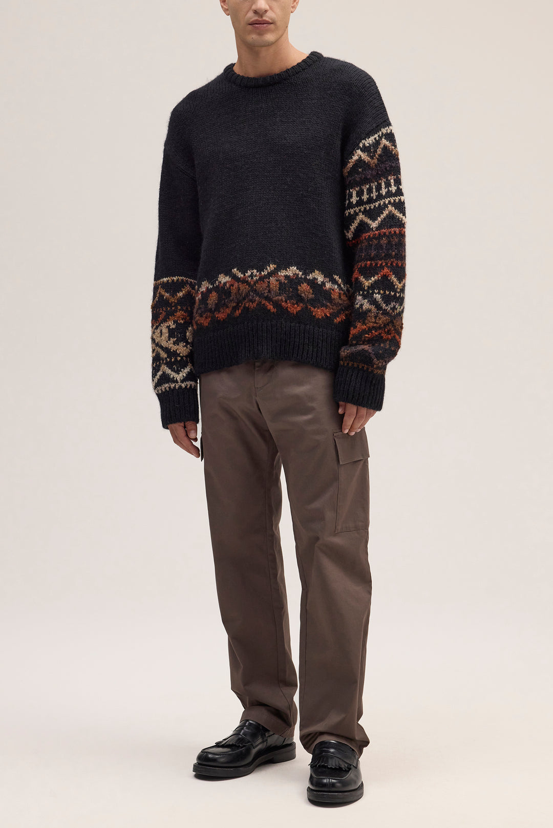 NN07 Emil 60032 Crewneck Wool Blend Sweater in Black | Buster McGee