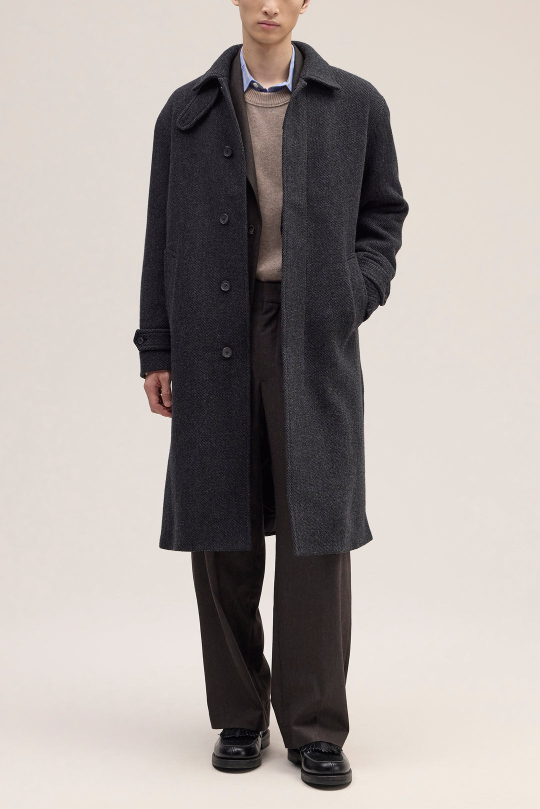 NN07 Gibson 8449 Brushed Wool Coat in Antracite Melange | Buster McGee