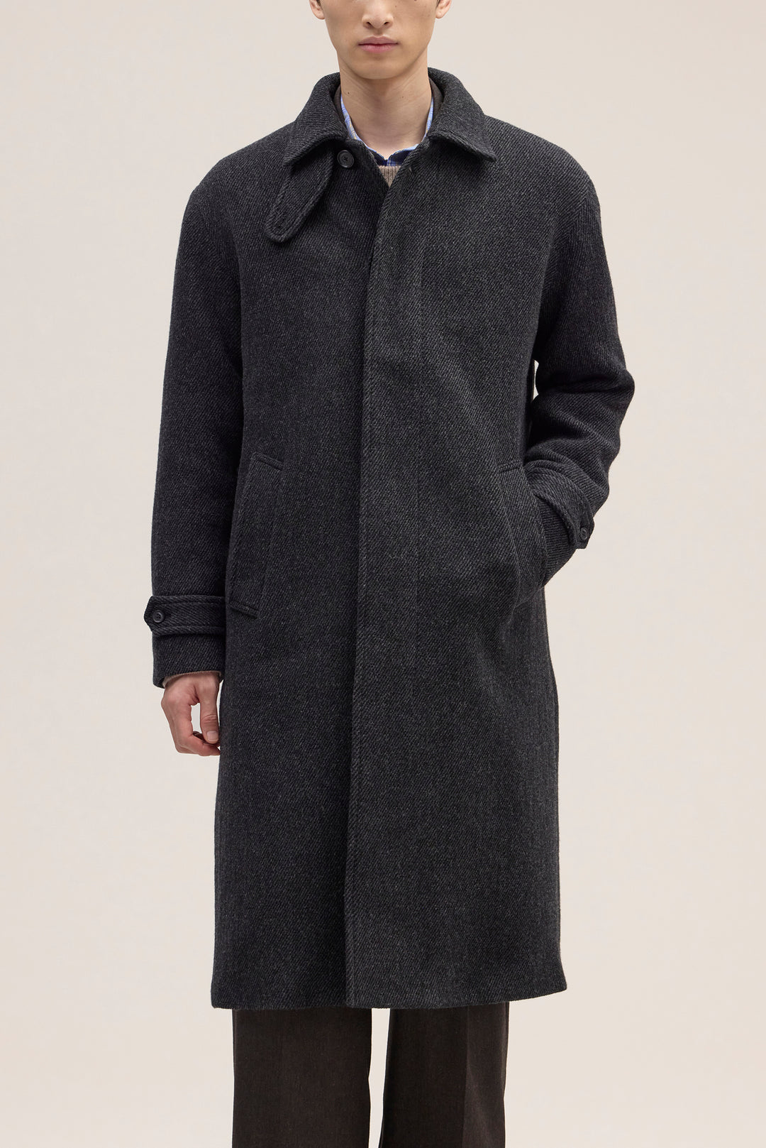 NN07 Gibson 8449 Brushed Wool Coat in Antracite Melange | Buster McGee