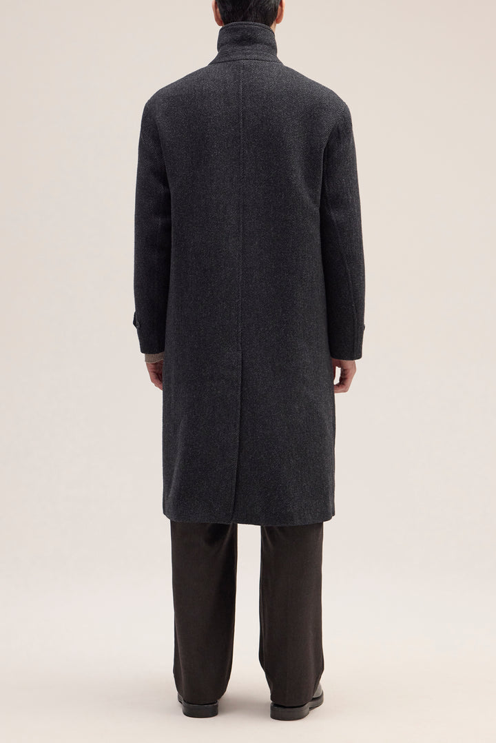 NN07 Gibson 8449 Brushed Wool Coat in Antracite Melange | Buster McGee