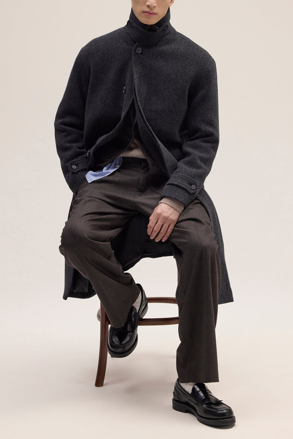 NN07 Gibson 8449 Brushed Wool Coat in Antracite Melange | Buster McGee