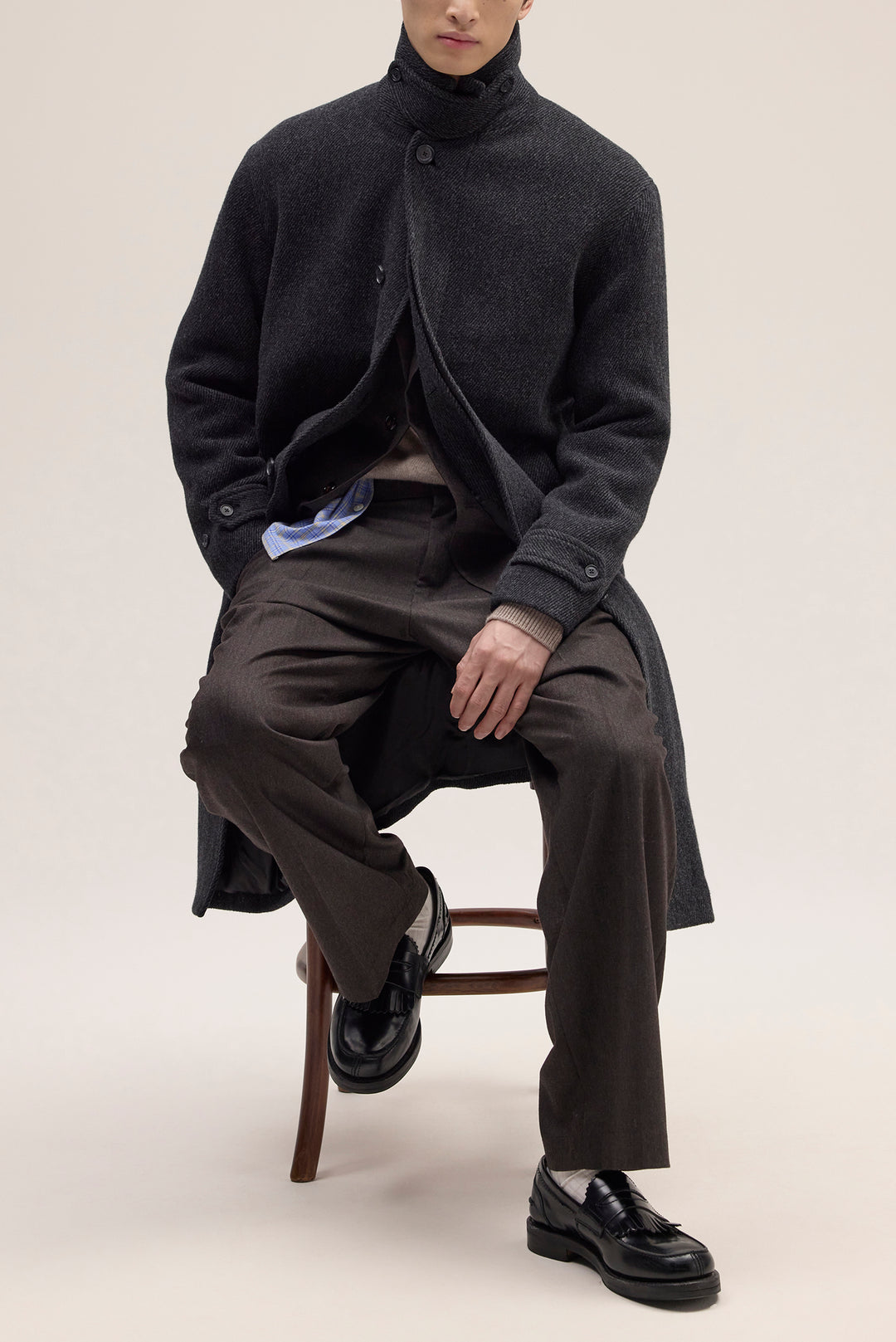 NN07 Gibson 8449 Brushed Wool Coat in Antracite Melange | Buster McGee