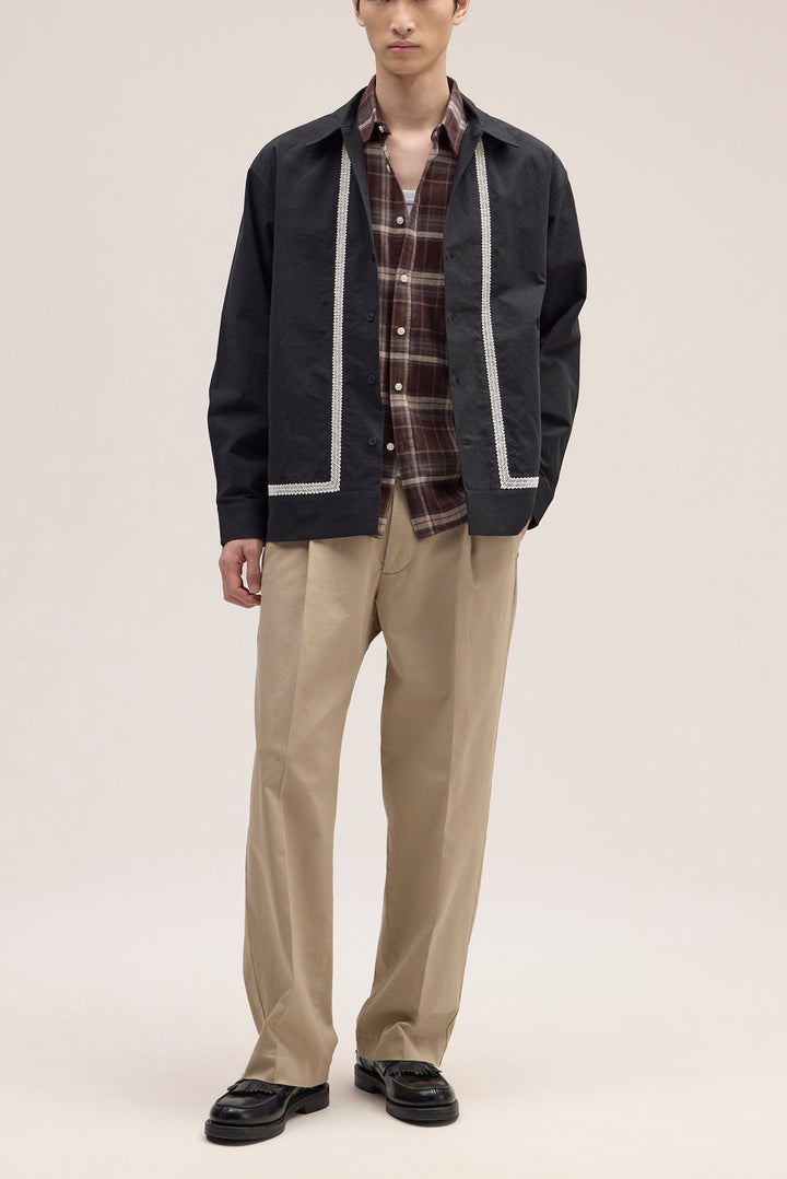 NN07 Reed 50032 Embroidered Overshirt in Black | Buster McGee