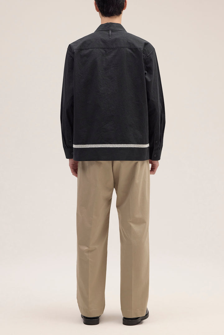NN07 Reed 50032 Embroidered Overshirt in Black | Buster McGee