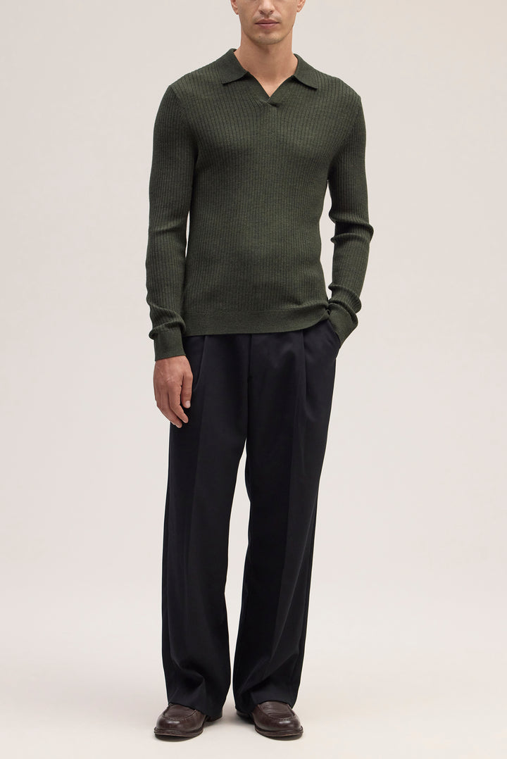 NN07 Paul 60035 LS Polo in Dark Army | Buster McGee