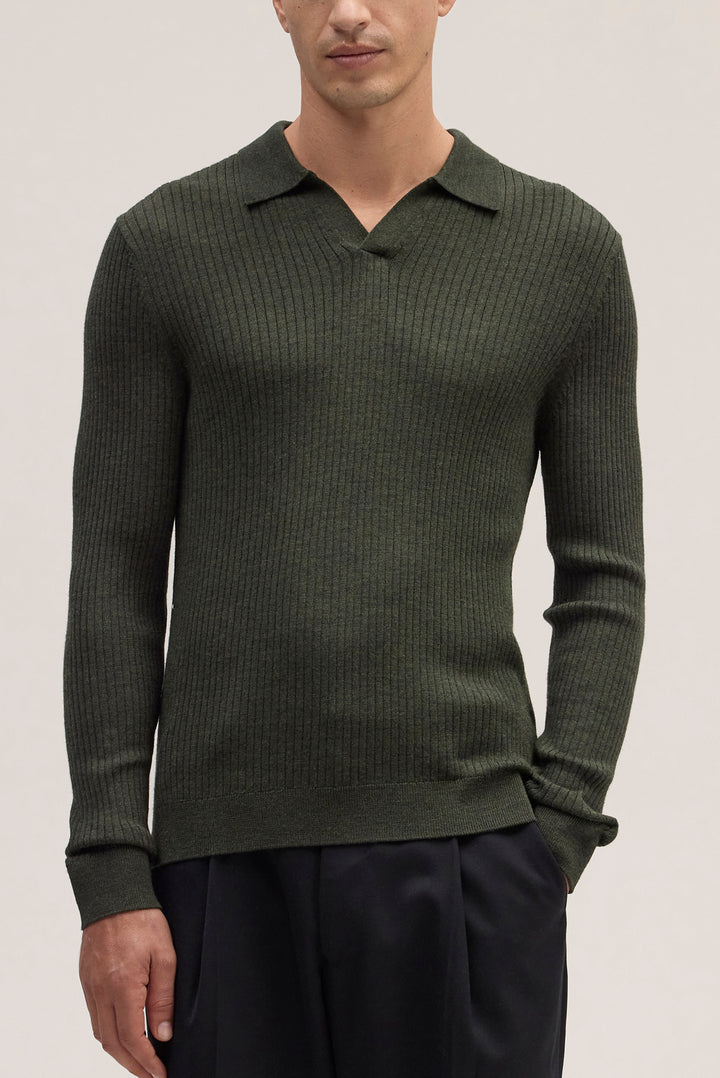 NN07 Paul 60035 LS Polo in Dark Army | Buster McGee