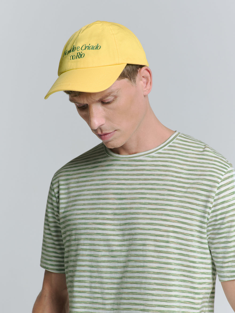 No Excess Crewneck Tee with Multi Coloured Melange Stripes in Green | Buster McGee