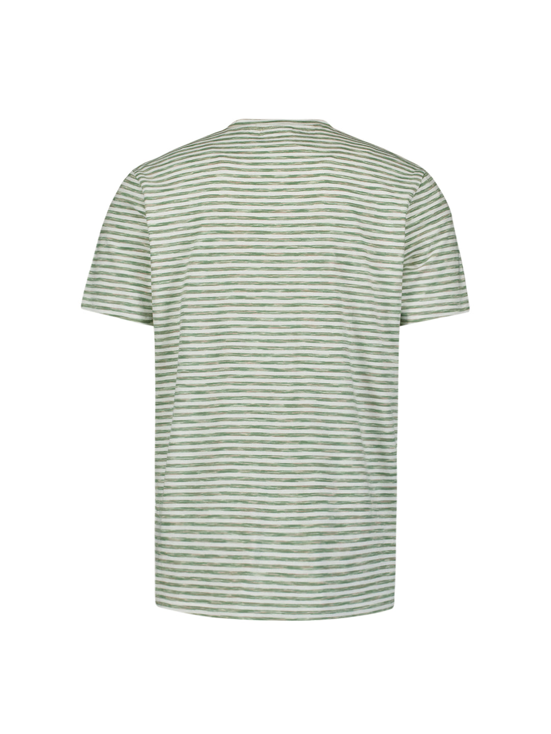 No Excess Crewneck Tee with Multi Coloured Melange Stripes in Green | Buster McGee