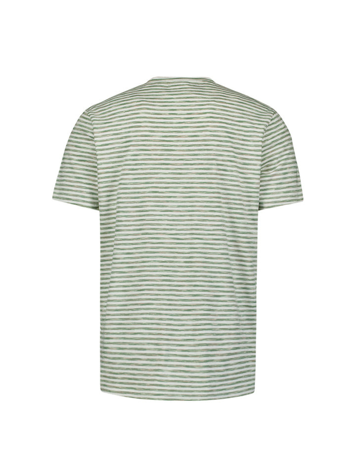No Excess Crewneck Tee with Multi Coloured Melange Stripes in Green | Buster McGee