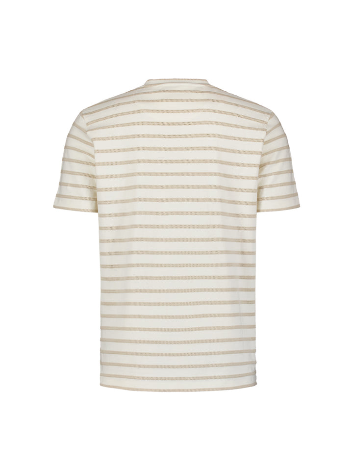 No Excess Crewneck Striped Jacquard Tee in Off White | Buster McGee