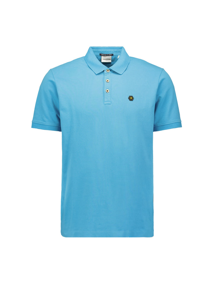 No Excess Garment Dyed Pique Polo in Sea Blue | Buster McGee