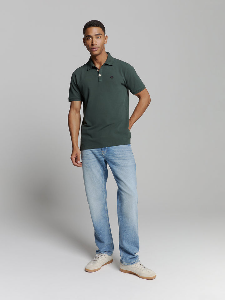 No Excess Garment Dyed Pique Polo in Dark Steel | Buster McGee
