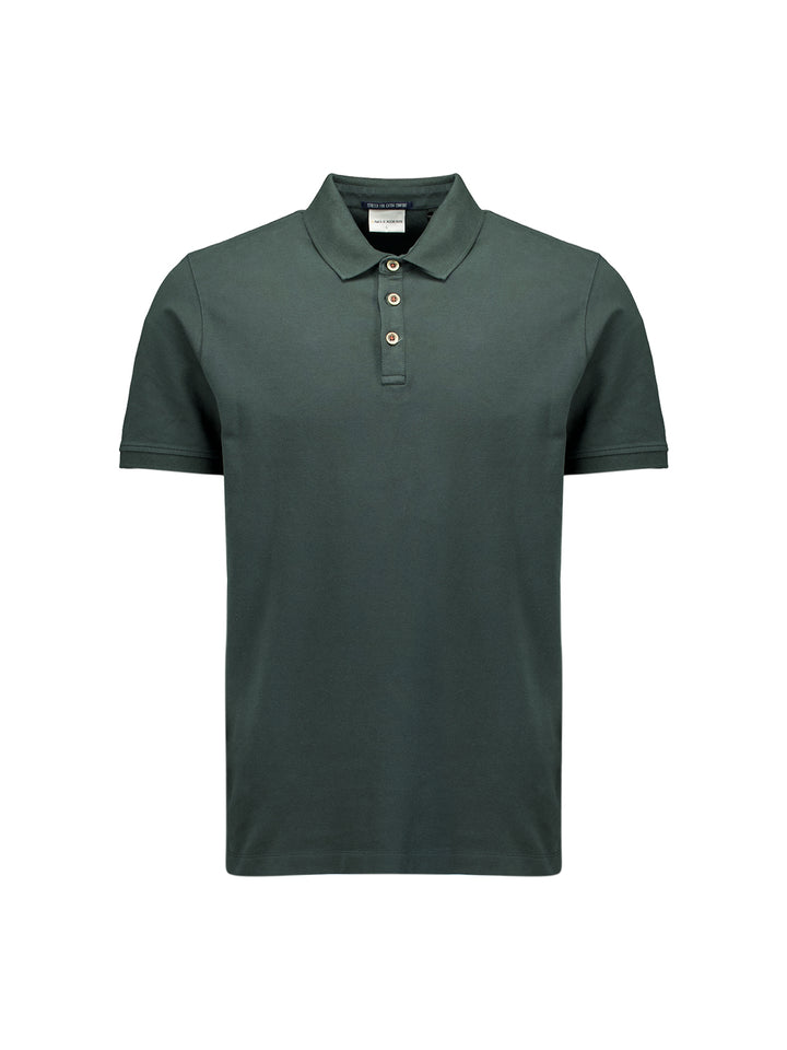 No Excess Garment Dyed Pique Polo in Dark Steel | Buster McGee