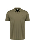 No Excess Solid Stretch V Neck Polo in Dark Moss | Buster McGee