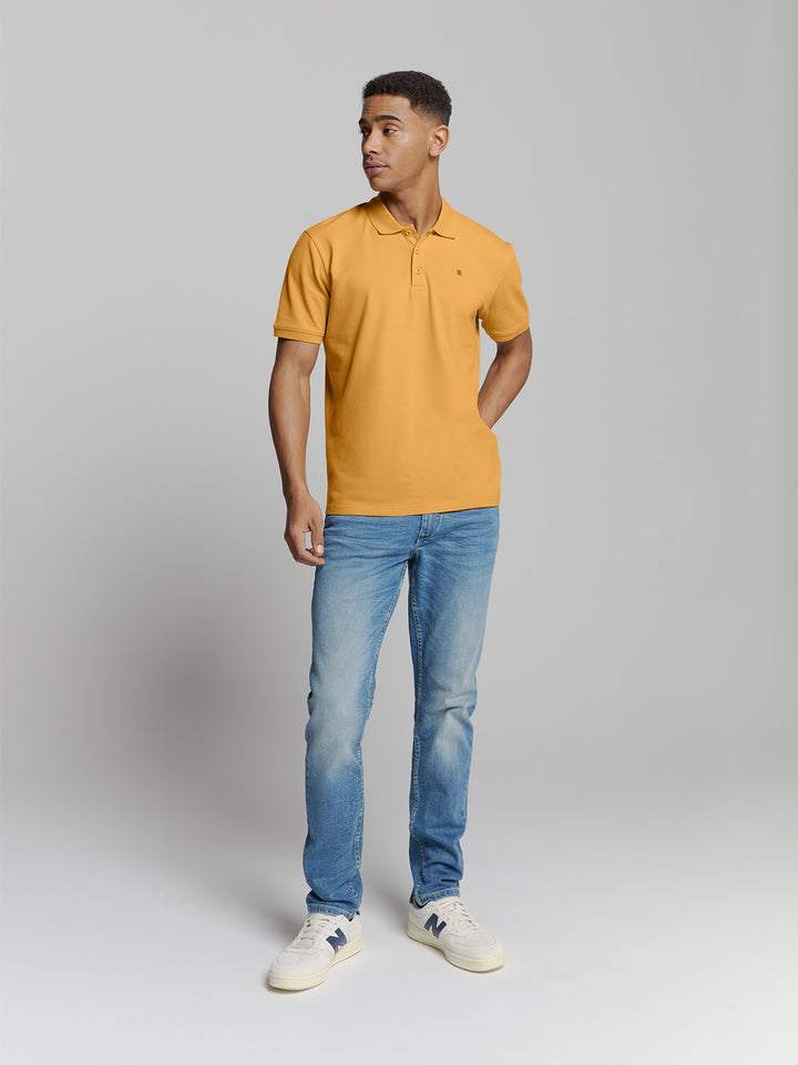 No Excess Solid Stretch Pique Polo in Yellow | Buster McGee