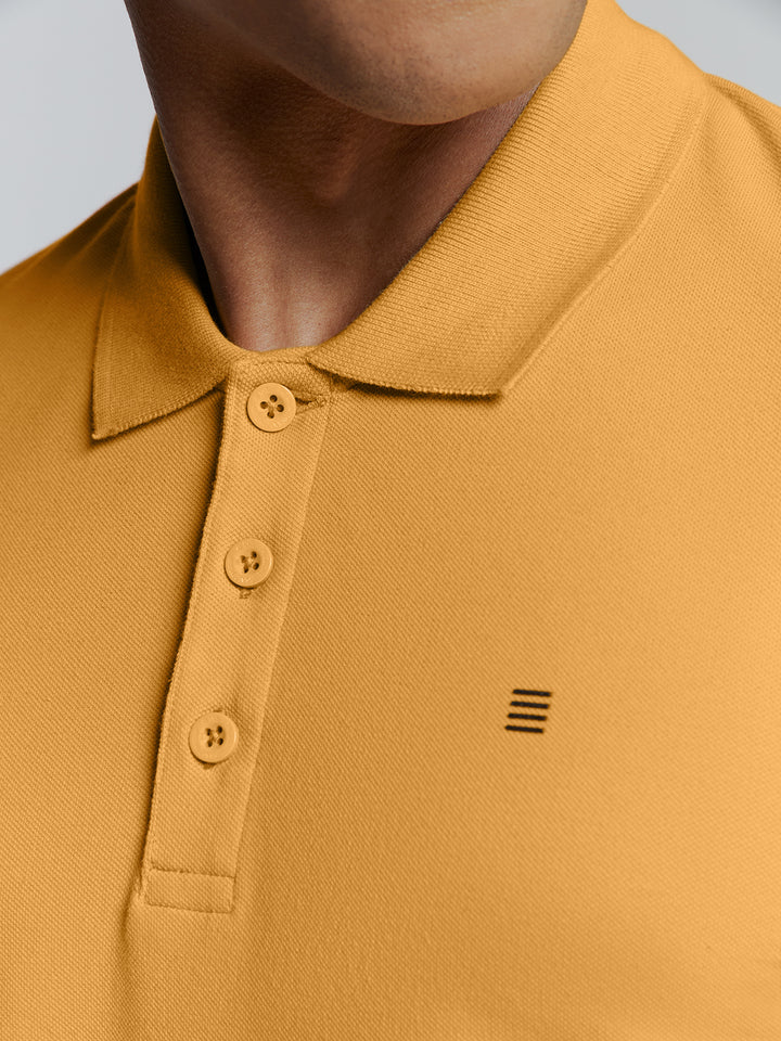 No Excess Solid Stretch Pique Polo in Yellow | Buster McGee