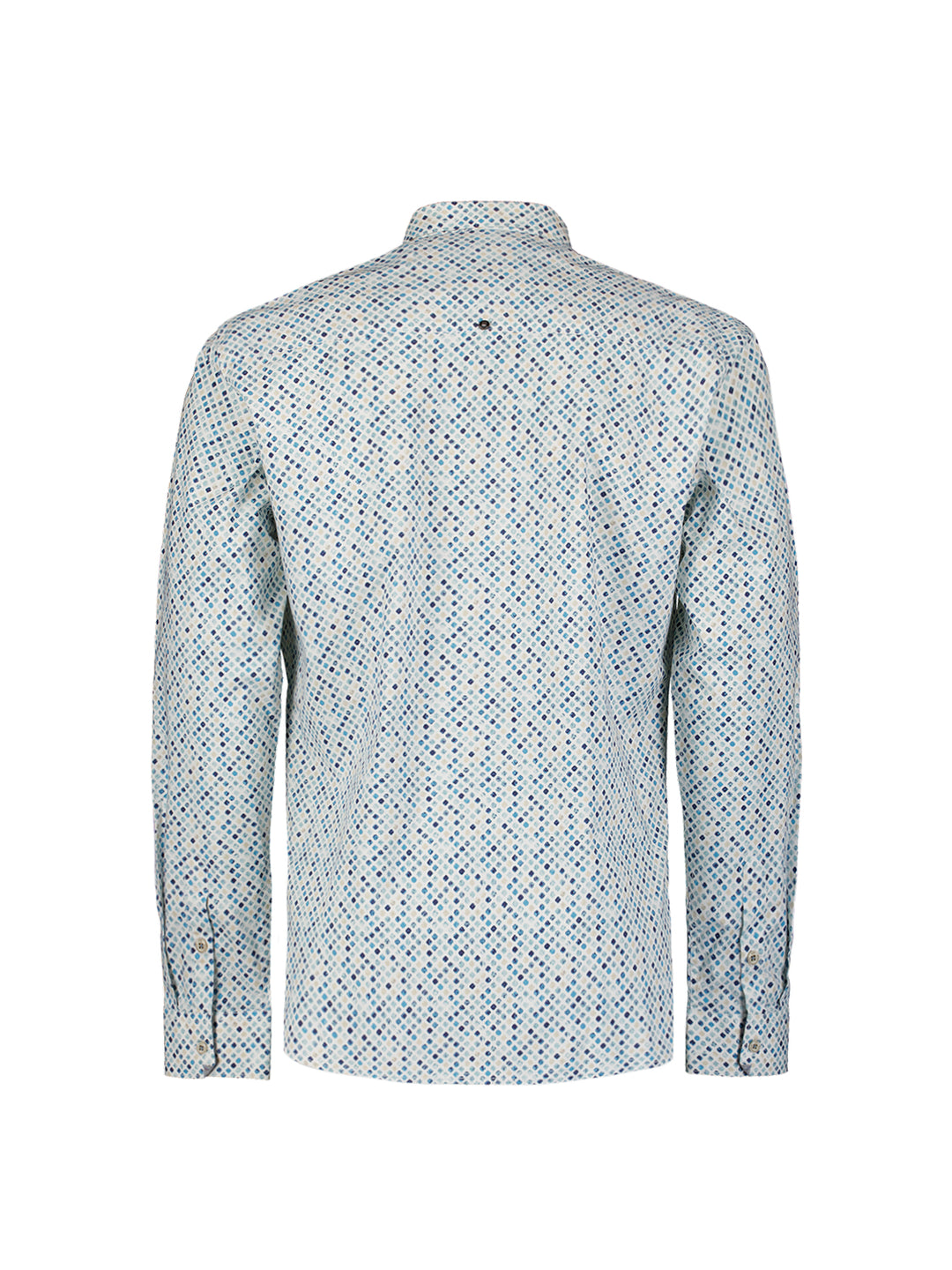 No Excess Allover Printed Stretch Shirt in Sea Blue | Buster McGee