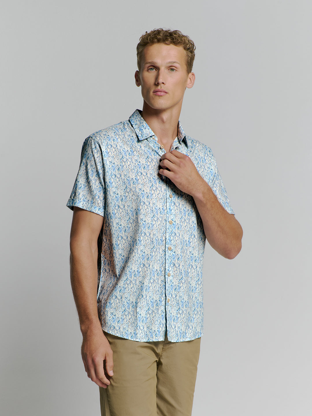 No Excess Allover Printed SS Shirt in Cloud | Buster McGee