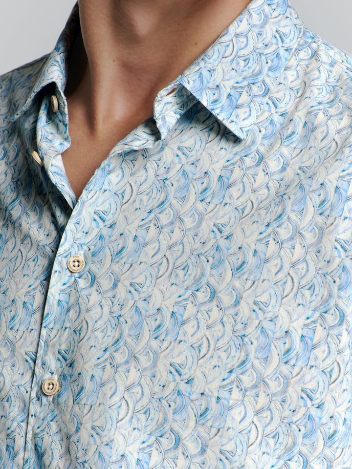 No Excess Allover Printed SS Shirt in Cloud | Buster McGee