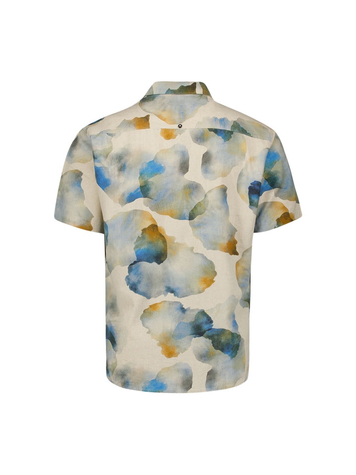 No Excess Allover Printed Spread Collar SS Shirt in Blue Print | Buster McGee