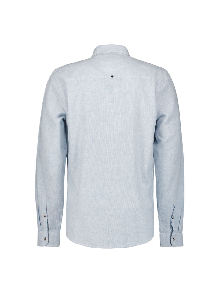 No Excess Cotton-Blend Vertical Striped Shirt in Cloud | Buster McGee