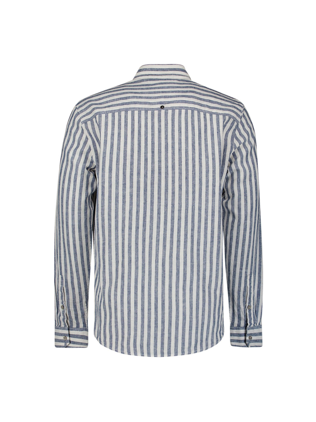 No Excess Cotton-Blend Vertical Striped Shirt in Indigo | Buster McGee