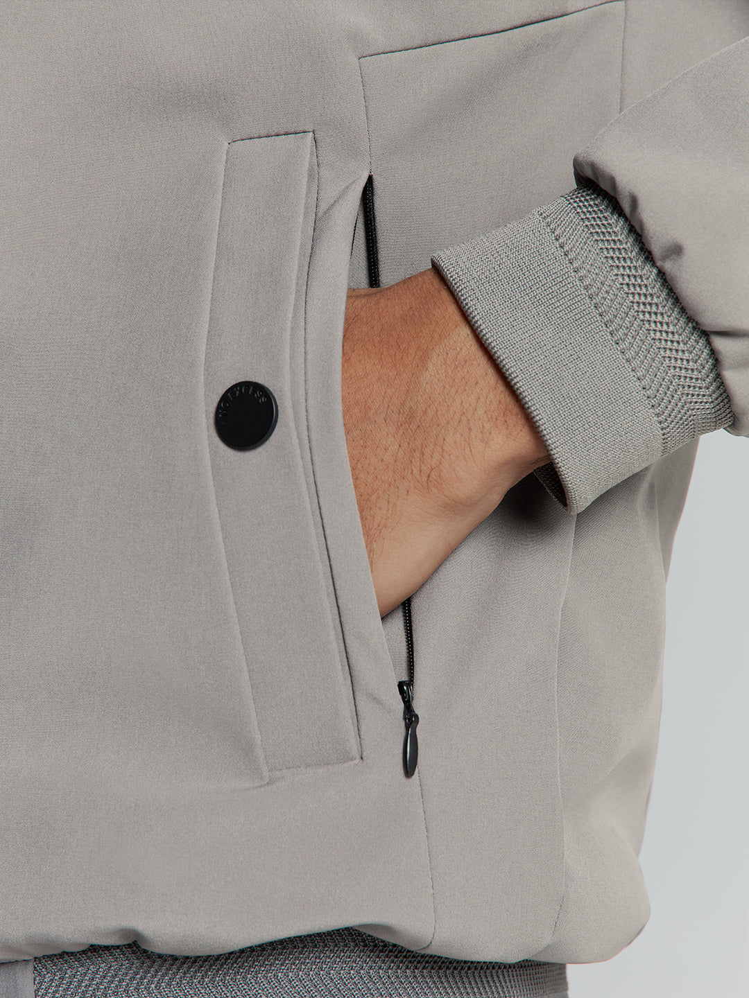 No Excess Short Fit Harrington Jacket in Mid Grey | Buster McGee