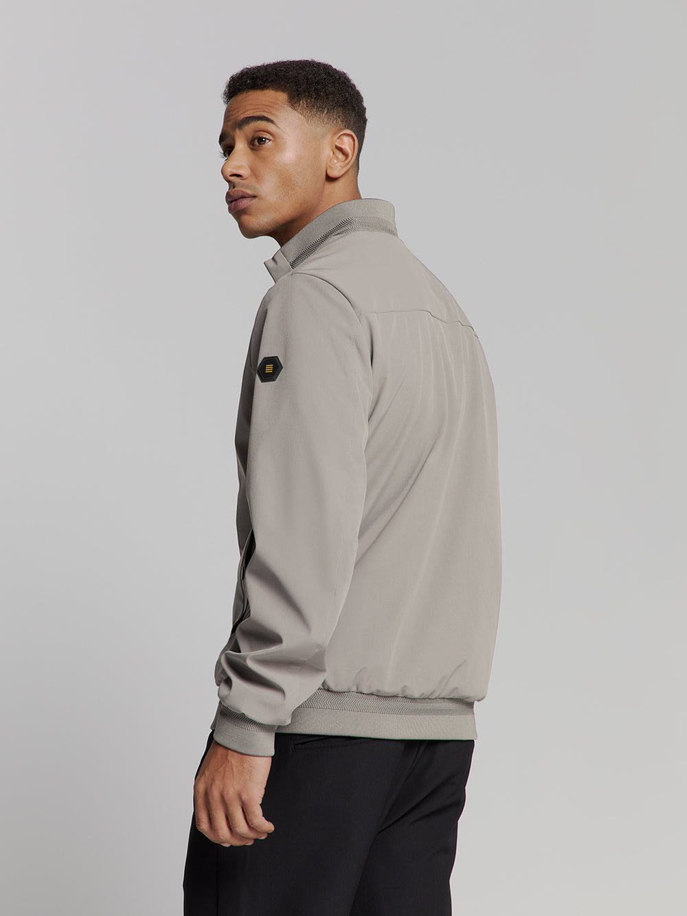 No Excess Short Fit Harrington Jacket in Mid Grey | Buster McGee