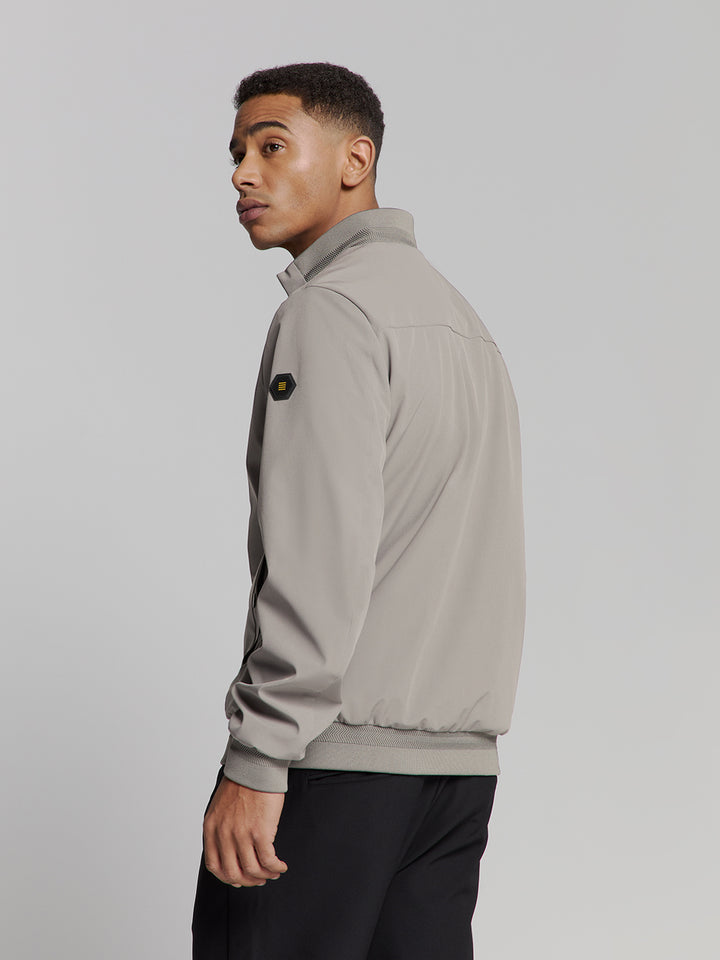 No Excess Short Fit Harrington Jacket in Mid Grey | Buster McGee