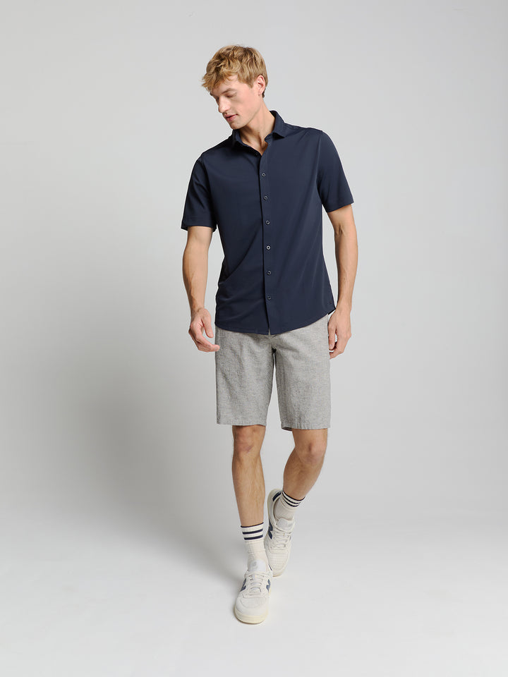 No Excess Men's Linen Blend Shorts in Deep Blue | Buster McGee
