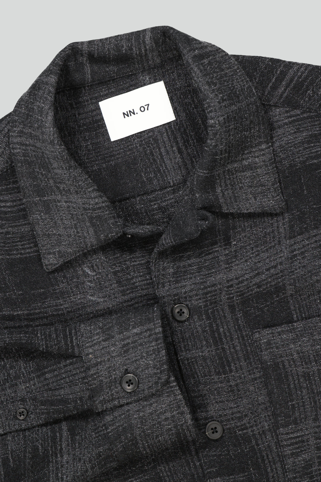 NN07 Julio 5237 Open Collar Overshirt in Grey Check | Buster McGee