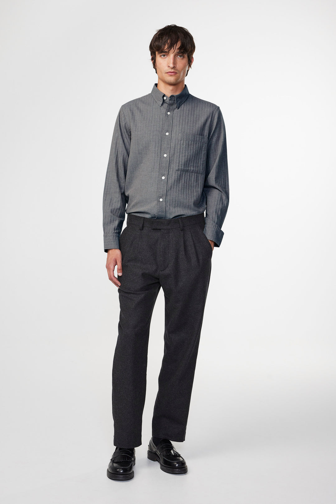 NN07 Cohen 5726 Long Sleeve Shirt in Dark Grey | Buster McGee