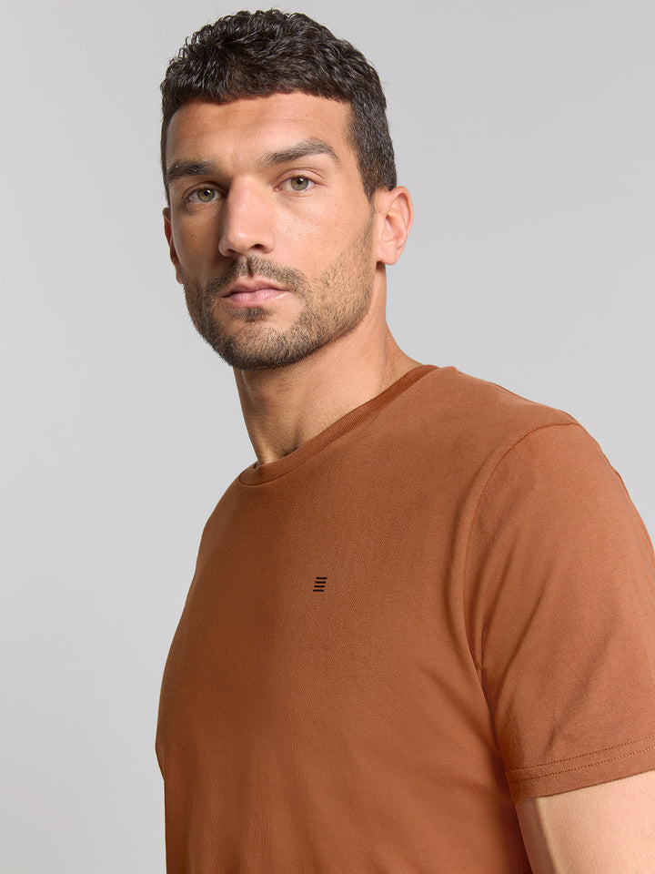 No Excess Solid Basic Crewneck Tee in Caramel | Buster McGee