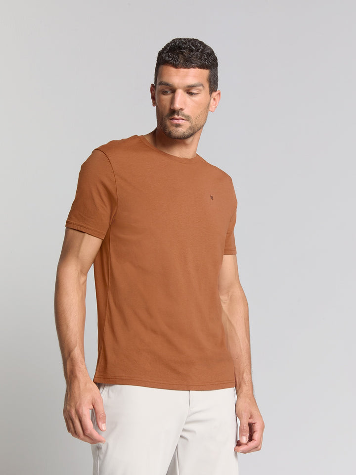 No Excess Solid Basic Crewneck Tee in Caramel | Buster McGee