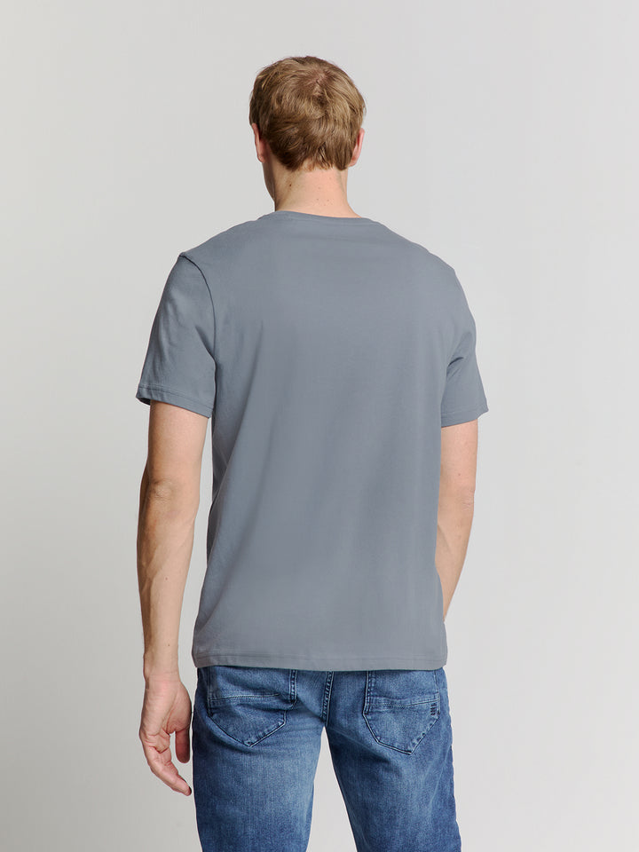 No Excess Solid Basic Crewneck Tee in Washed Blue | Buster McGee