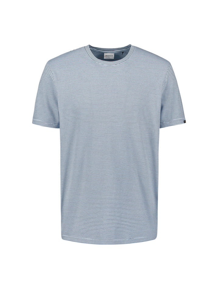 No Excess Crewneck Striped Tee in Sky | Buster McGee