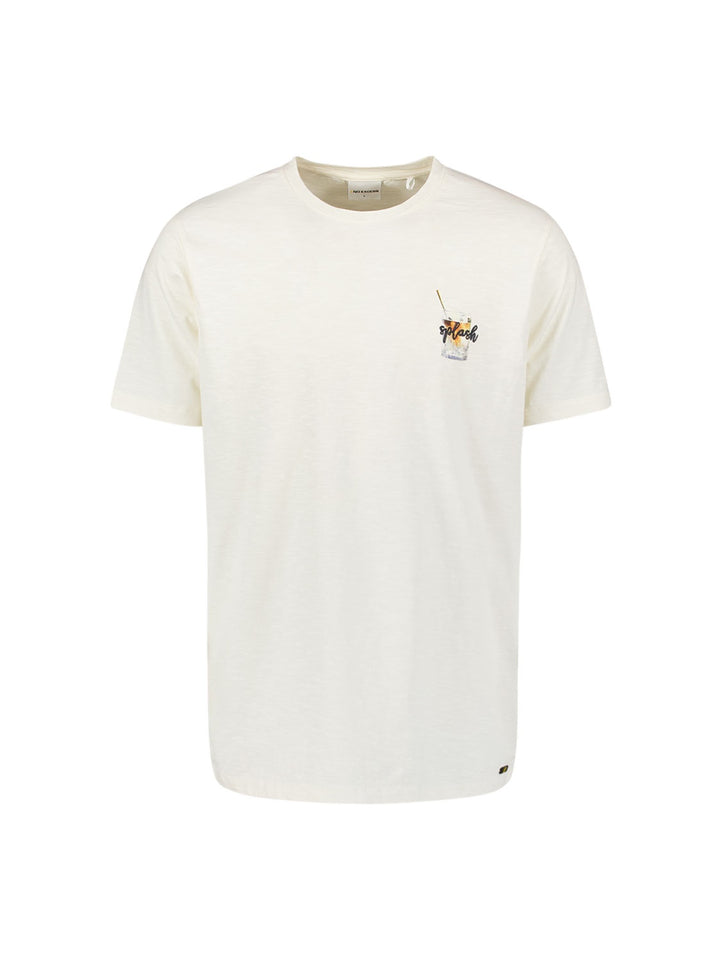 No Excess Crewneck Slub Tee Cocktail Print in Natural | Buster McGee