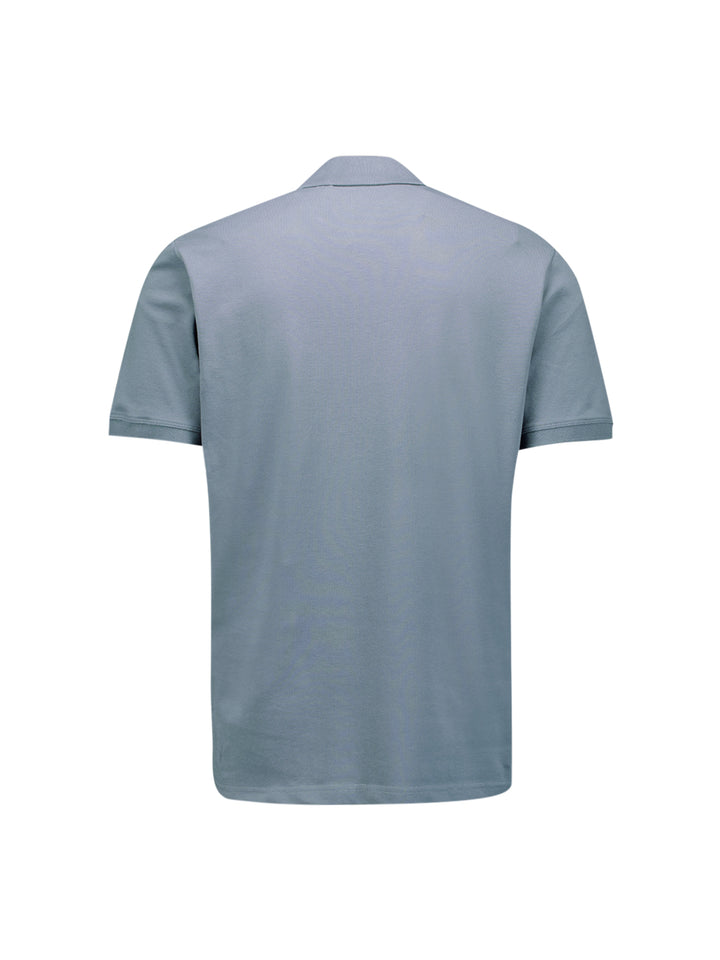No Excess Solid Stretch Pique Polo in Washed Blue | Buster McGee