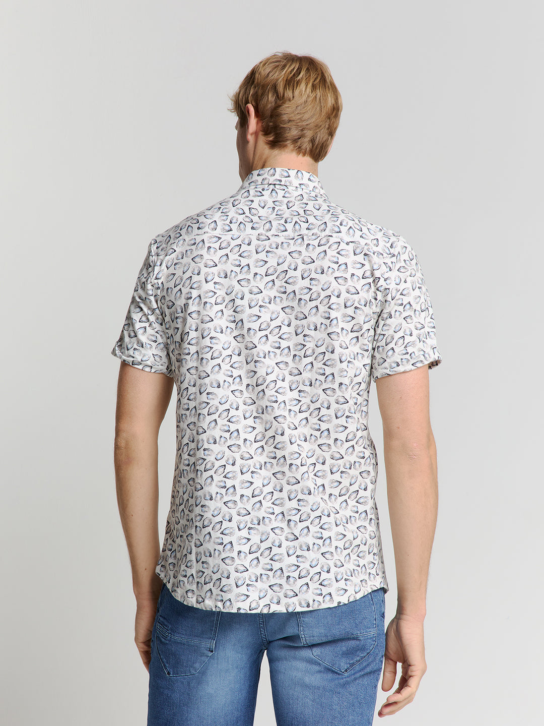 No Excess Allover Printed SS Shirt in Off-White | Buster McGee