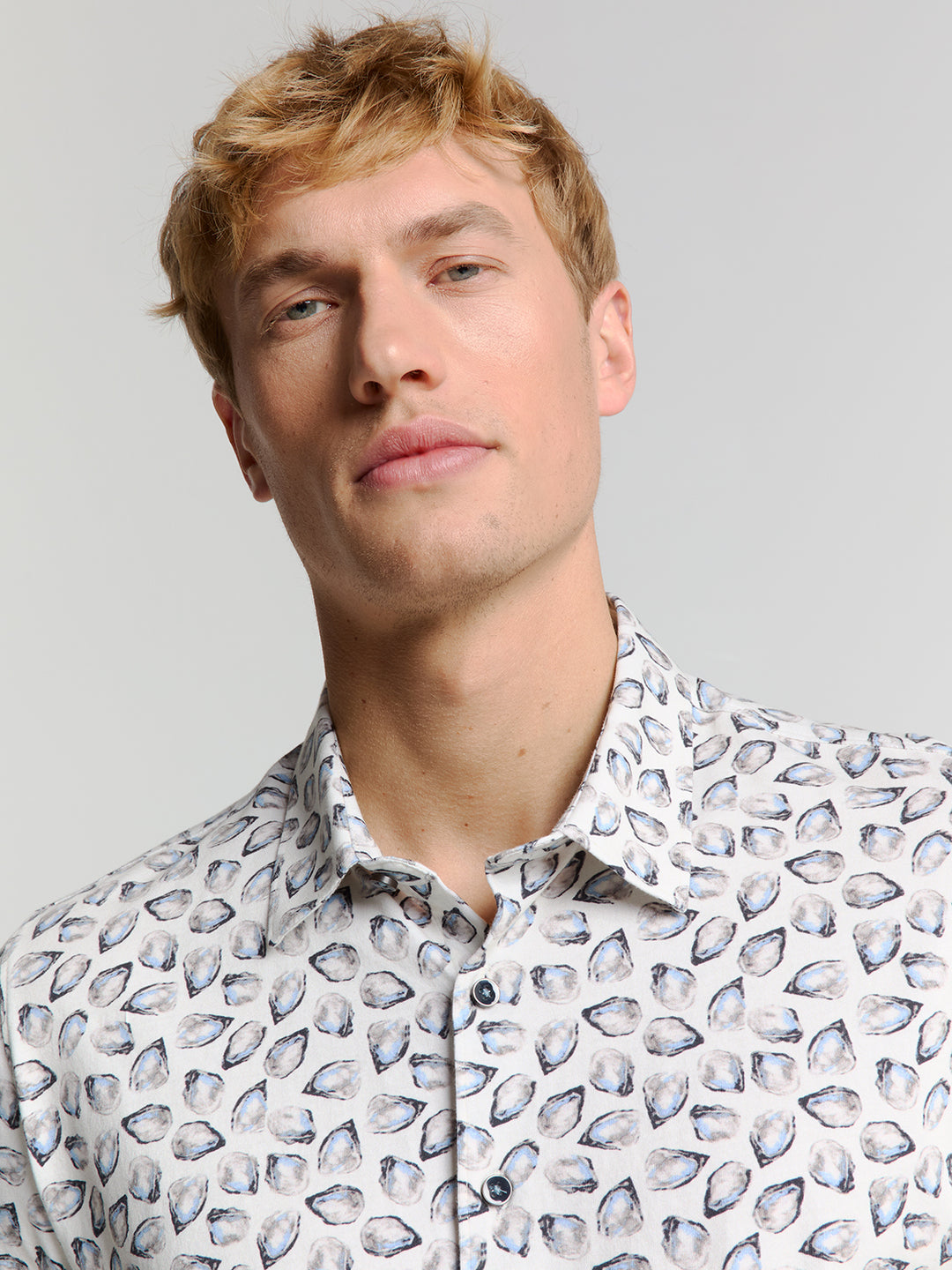 No Excess Allover Printed SS Shirt in Off-White | Buster McGee